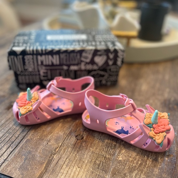 Mini Melissa Aranha + Fabula B Unicorn Horn Sandals Toddler Girls Size 6 Velcro - Picture 5 of 8